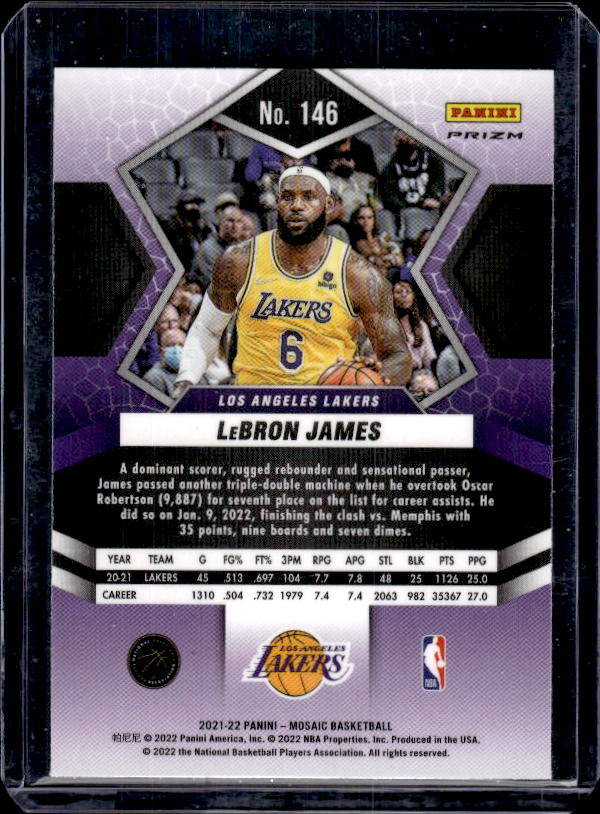 2021-22 Panini Mosaic #146 LeBron James Silver