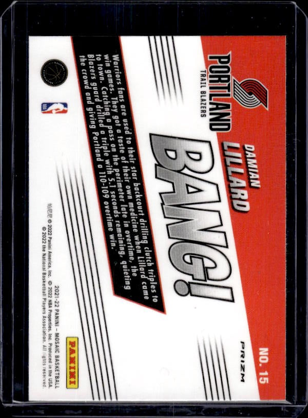 2021-22 Panini Mosaic #15 Damian Lillard Bang! Mosaic Green