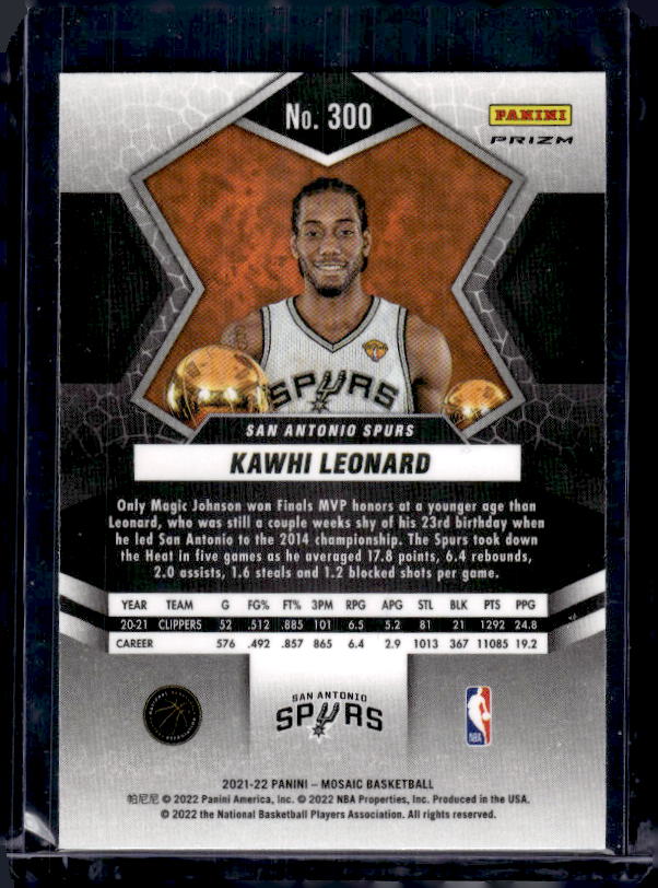 2021-22 Panini Mosaic #300 Kawhi Leonard Green