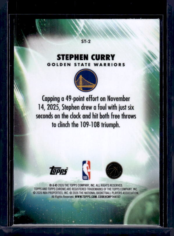 2025-26 Topps Chrome Update #ST-2 Stephen Curry Stratospheric Stars