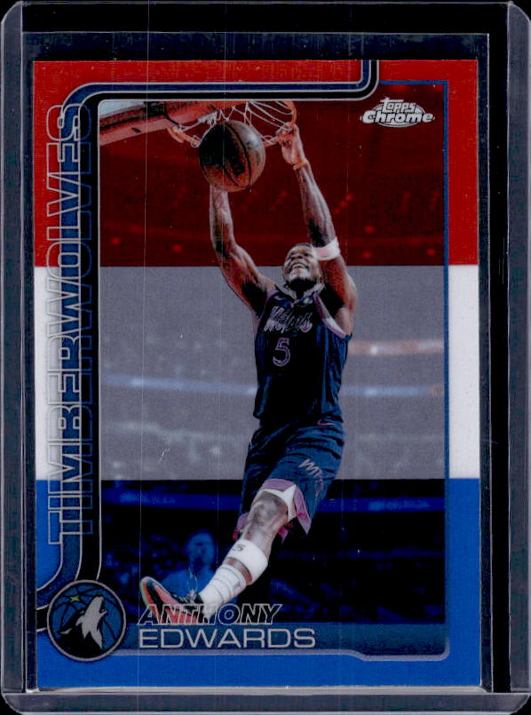 2025-26 Topps Chrome Update #17 Anthony Edwards Red, White, & Blue