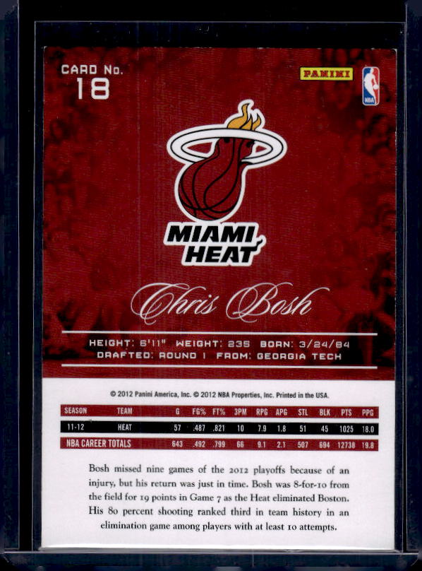 2012-13 Panini Prestige #18 Chris Bosh