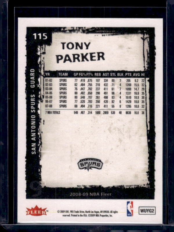 2008-09 Fleer #115 Tony Parker