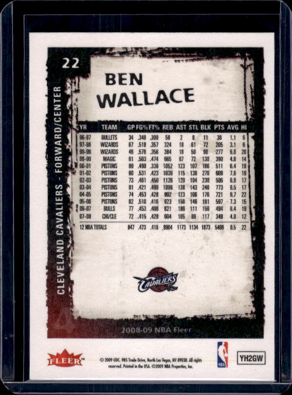 2008-09 Fleer #22 Ben Wallace