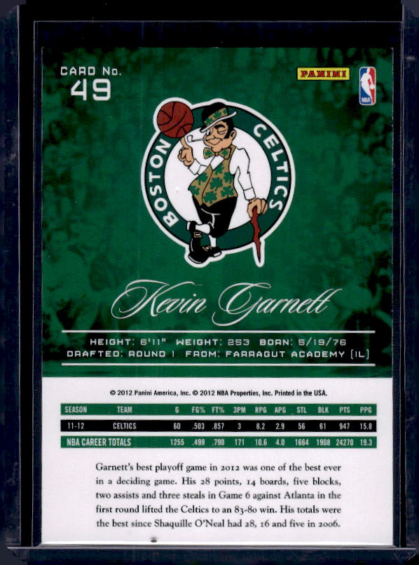 2012-13 Panini Prestige #49 Kevin Garnett