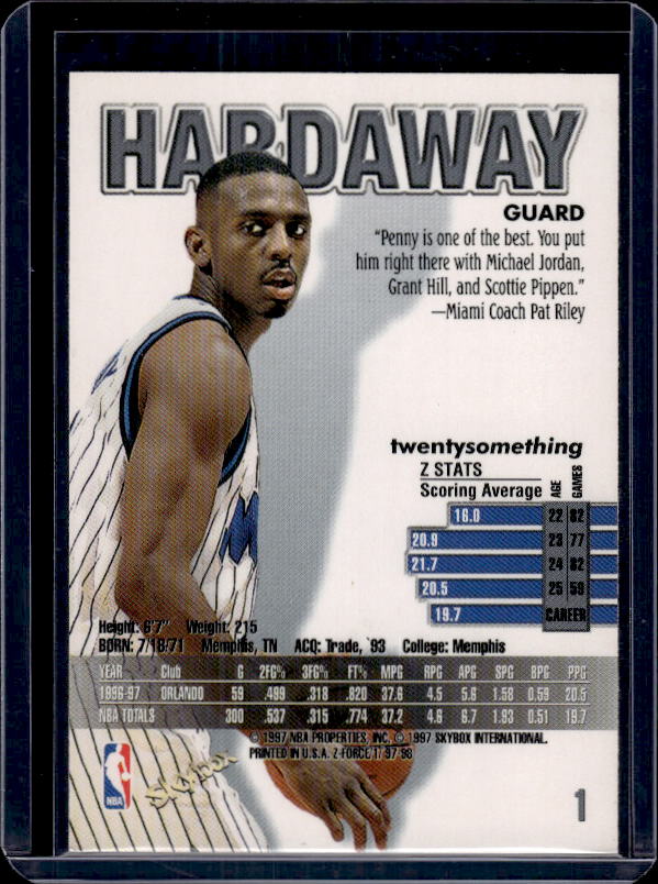 1997-98 SkyBox Z-Force #1 Anfernee Hardaway