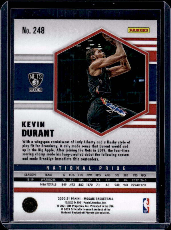 2020-21 Panini Mosaic #248 Kevin Durant