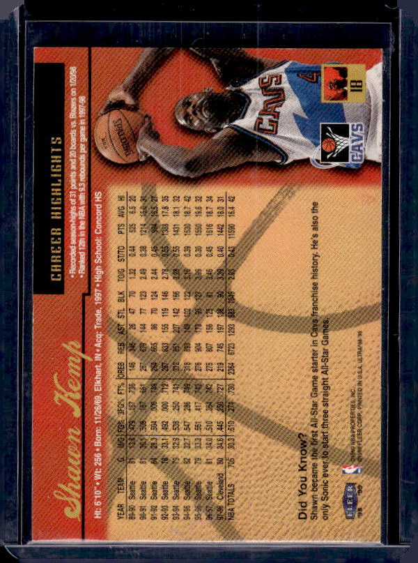 1998-99 Ultra #18 Shawn Kemp