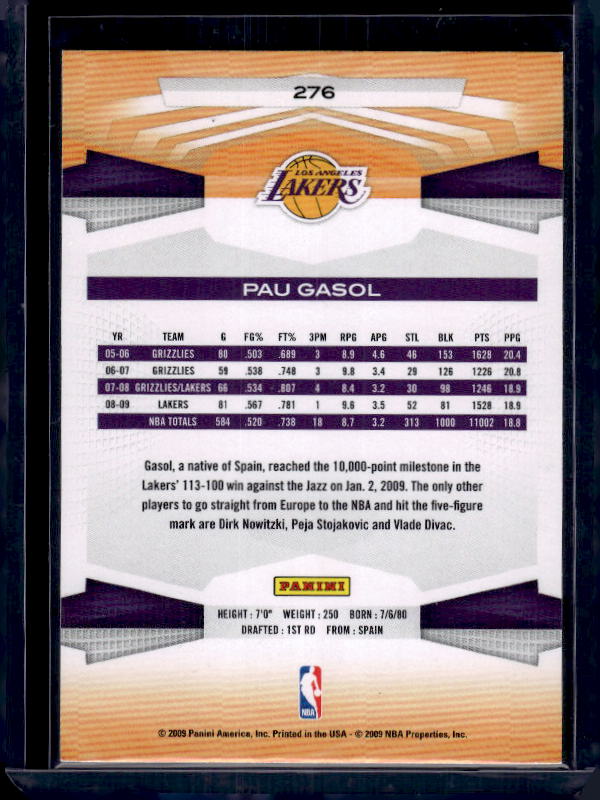 2009-10 Panini #276 Pau Gasol
