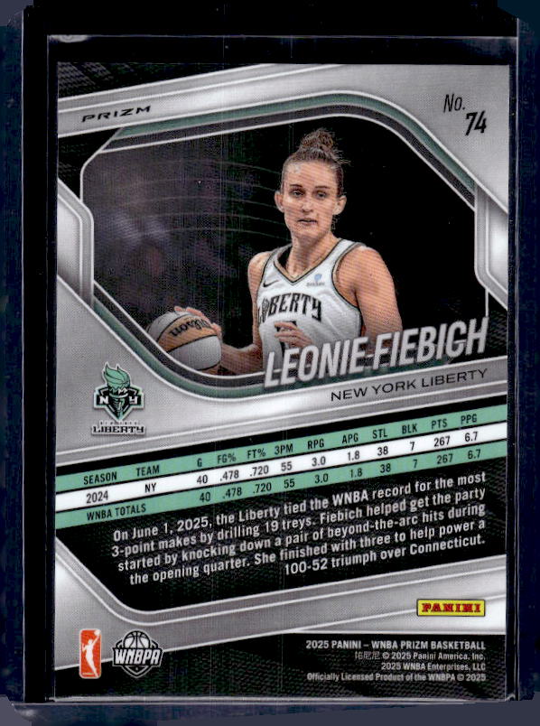 2025 Panini Prizm WNBA #74 Leonie Fiebich Green Prizms