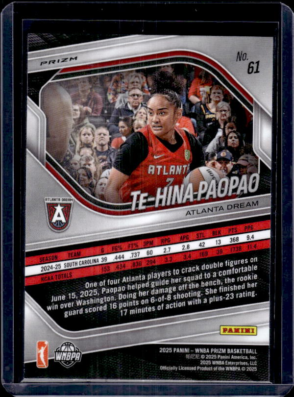 2025 Panini Prizm WNBA #61 Te-Hina Paopao Ice Prizms