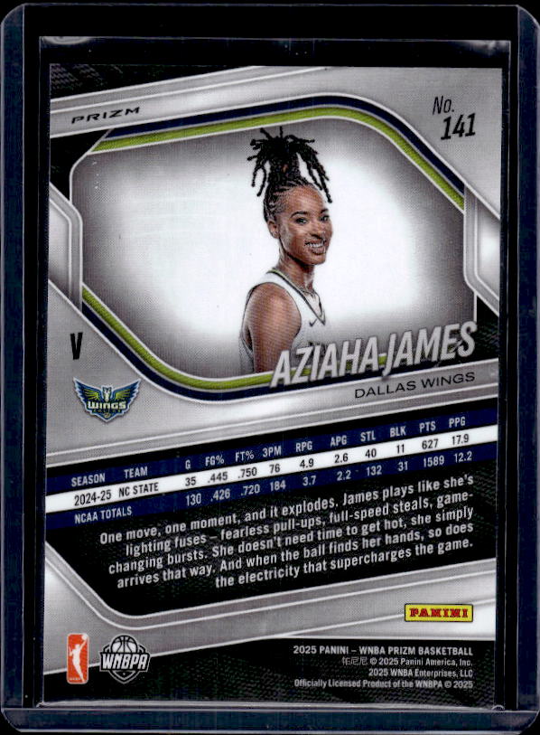 2025 Panini Prizm WNBA #141 Aziaha James Ice Prizms