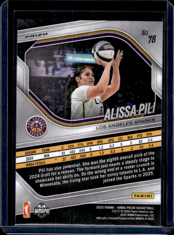 2025 Panini Prizm WNBA #78 Alissa Pili Ice Prizms