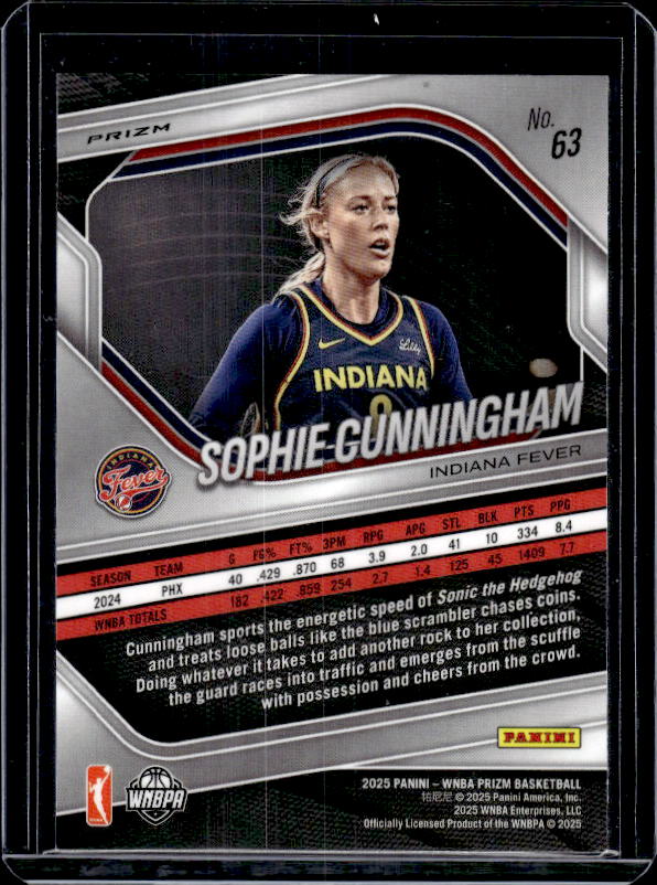 2025 Panini Prizm WNBA #63 Sophie Cunningham Ice Prizms