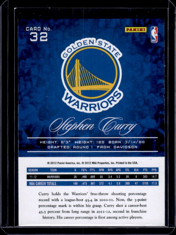2012-13 Panini Prestige #32 Stephen Curry