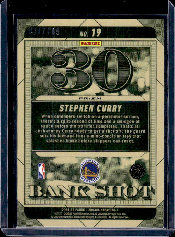 2024-25 Panini Mosaic #19 Stephen Curry Bank Shot Mosaic Pink #/149