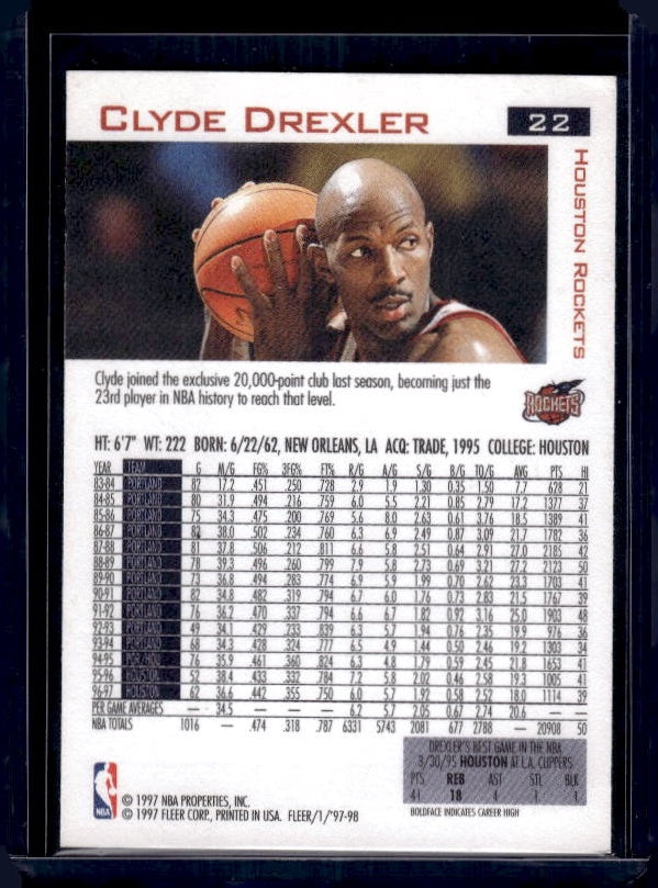 1997-98 Fleer #22 Clyde Drexler