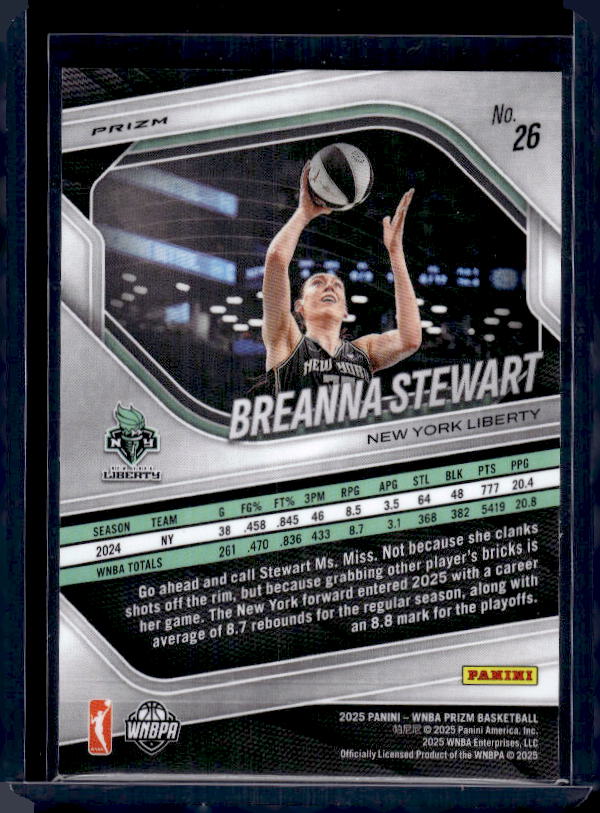 2025 Panini Prizm WNBA #26 Breanna Stewart Ice Prizms