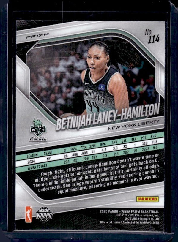 2025 Panini Prizm WNBA #114 Betnijah Laney-Hamilton Blue Velocity Prizms