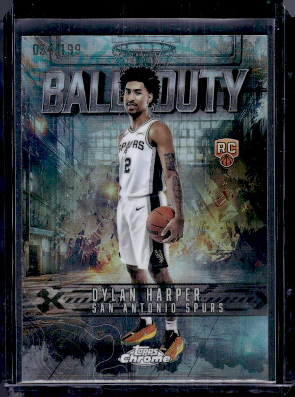 2025-26 Topps Chrome #BD-22 Dylan Harper Ball of Duty Aqua Refractor #/199