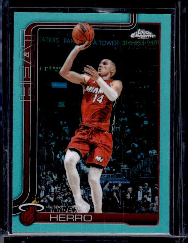 2025-26 Topps Chrome Update #51 Tyler Herro Aqua Refractor #/199