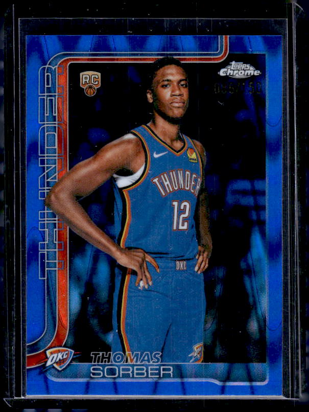 2025-26 Topps Chrome Update #165 Thomas Sorber Blue RayWave Refractor #/150