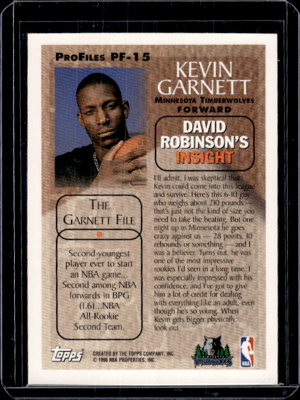 1996-97 Topps #PF-15 Kevin Garnett ProFiles