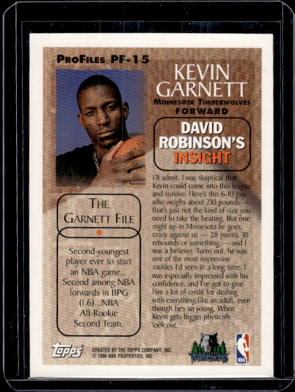 1996-97 Topps #PF-15 Kevin Garnett ProFiles