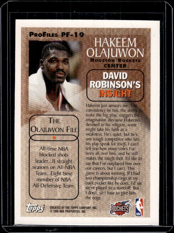 1996-97 Topps #PF-19 Hakeem Olajuwon ProFiles