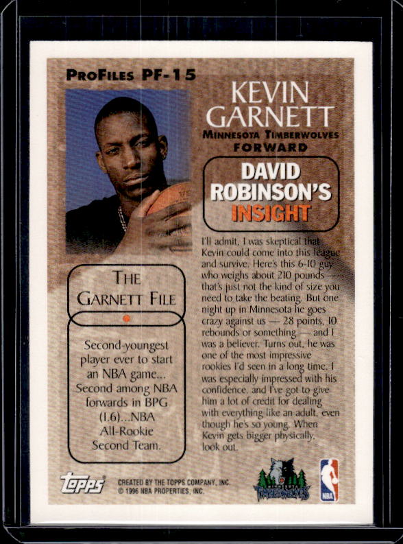 1996-97 Topps #PF-15 Kevin Garnett ProFiles