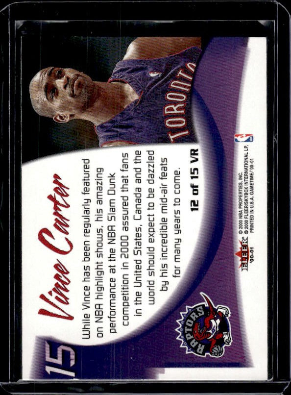 2000-01 Fleer Game Time #15 VR Vince Carter Vince and the Revolution