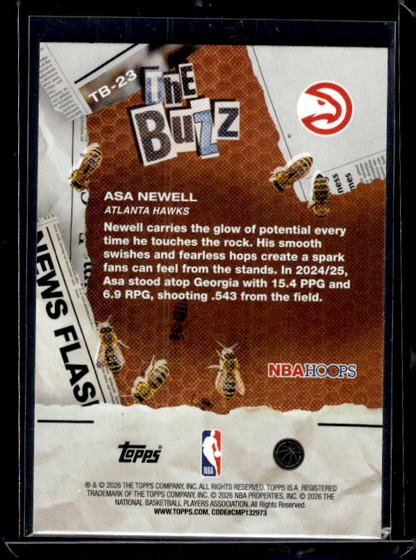 2025-26 Hoops #TB-23 Asa Newell The Buzz