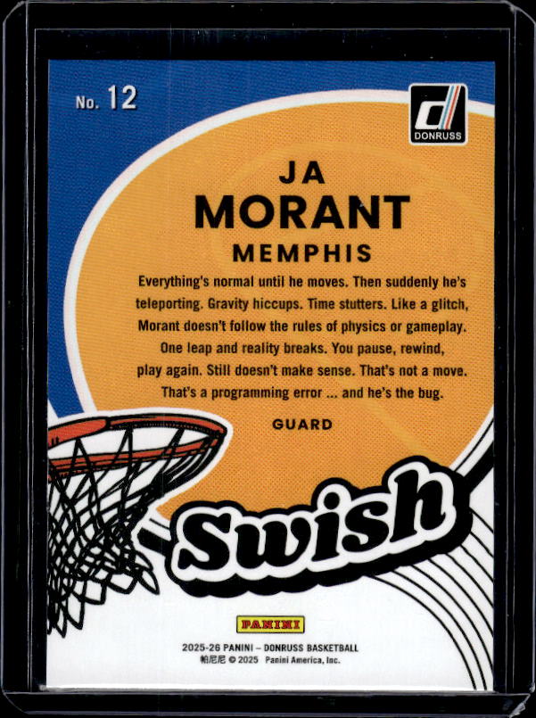 2025-26 Donruss #12 Ja Morant Swish Holo Green Laser