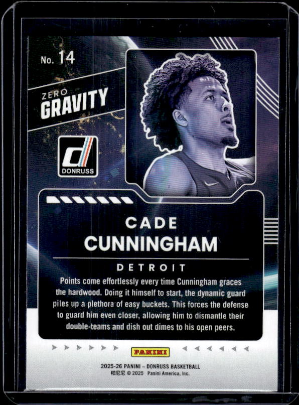 2025-26 Donruss #14 Cade Cunningham Zero Gravity