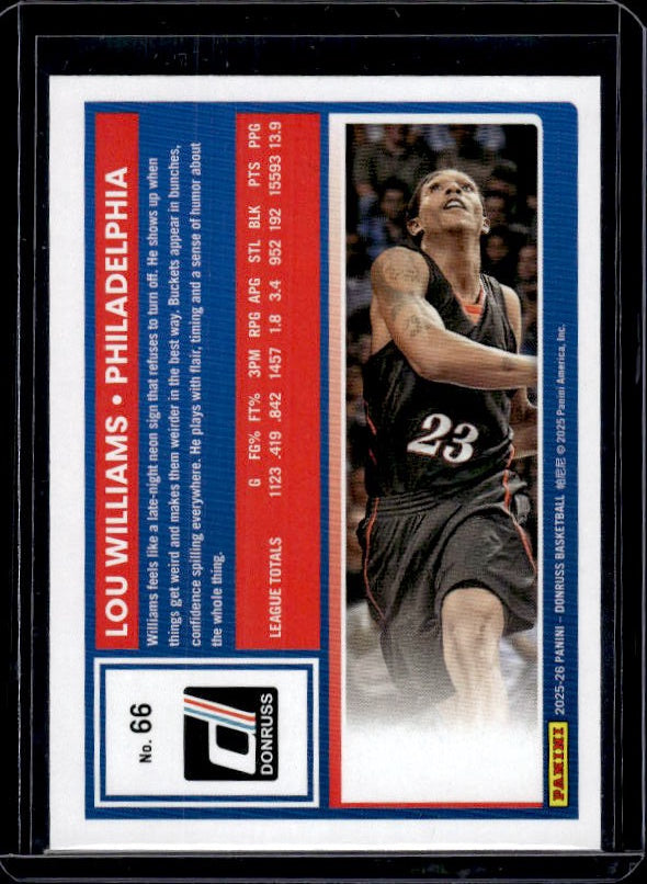 2025-26 Donruss #66 Lou Williams Holo Green Laser