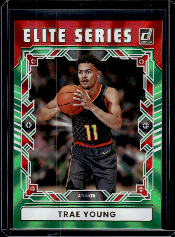 2025-26 Donruss #14 Trae Young Elite Series Holo Green Laser