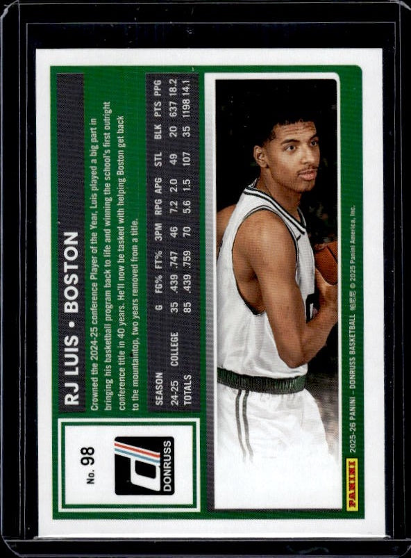 2025-26 Donruss #98 RJ Luis Holo Green Laser