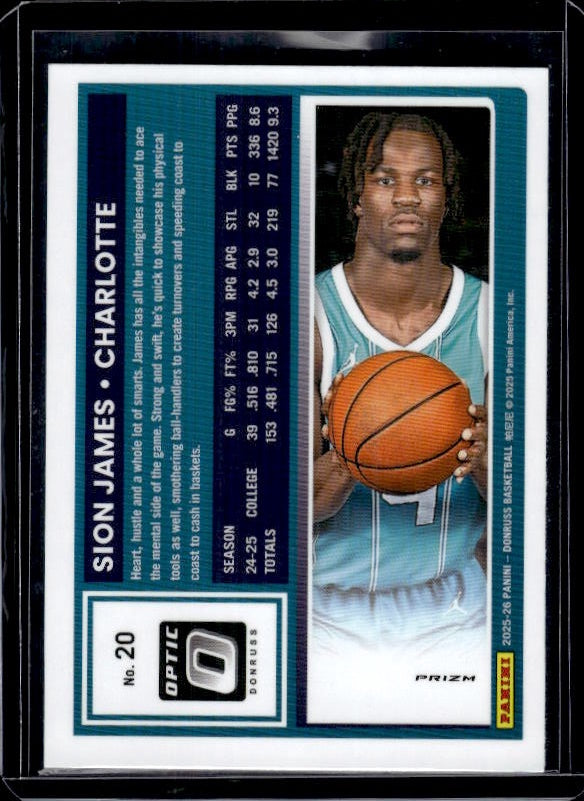 2025-26 Donruss #20 Sion James Optic Red Cracked Ice