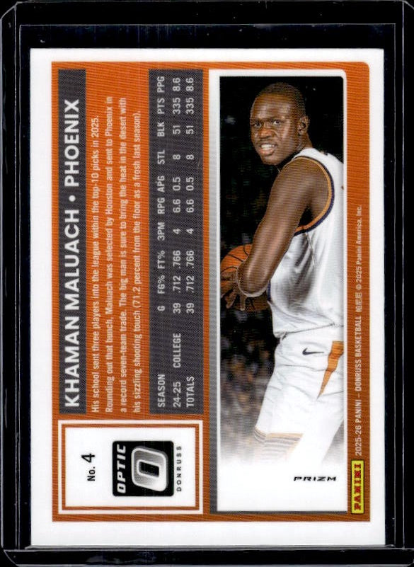 2025-26 Donruss #4 Khaman Maluach Optic Red Cracked Ice