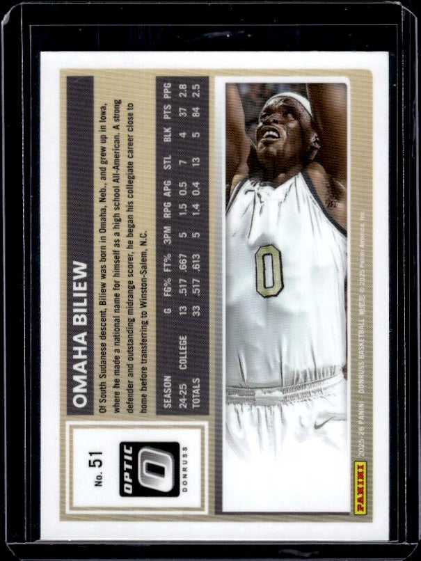2025-26 Donruss #51 Omaha Biliew Optic