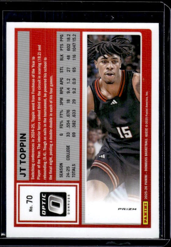 2025-26 Donruss #70 JT Toppin Optic Red Cracked Ice