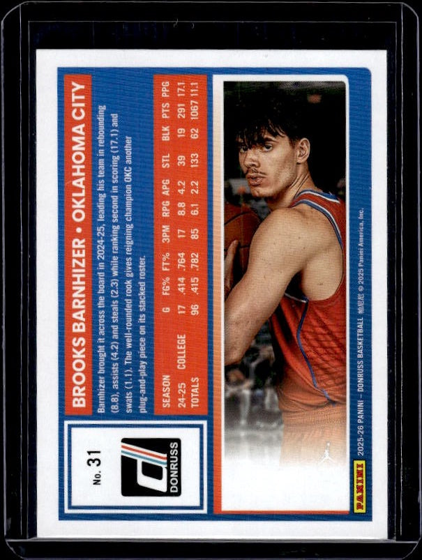 2025-26 Donruss #31 Brooks Barnhizer Holo Green Laser
