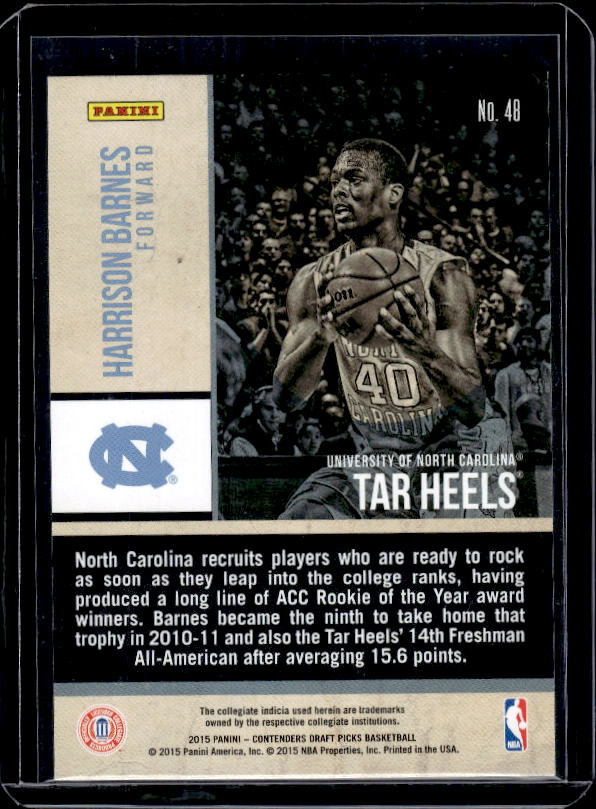 2015 Panini Contenders Draft Picks #48 Harrison Barnes Old School Colors