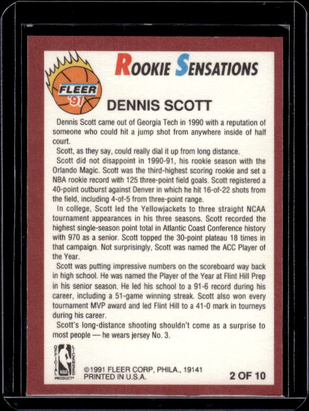 1991-92 Fleer #2 Dennis Scott Rookie Sensations