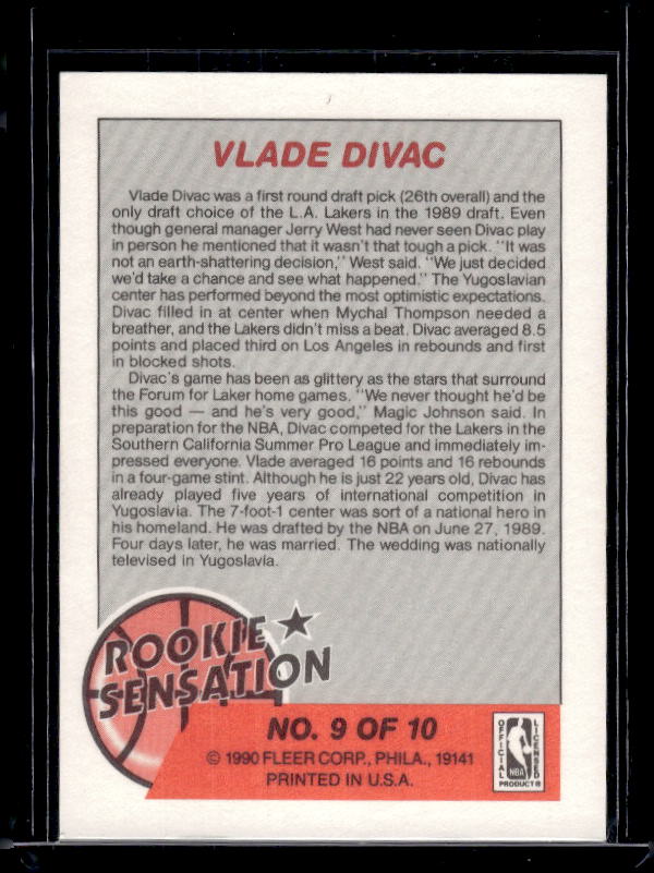 1990-91 Fleer #9 Vlade Divac Rookie Sensations