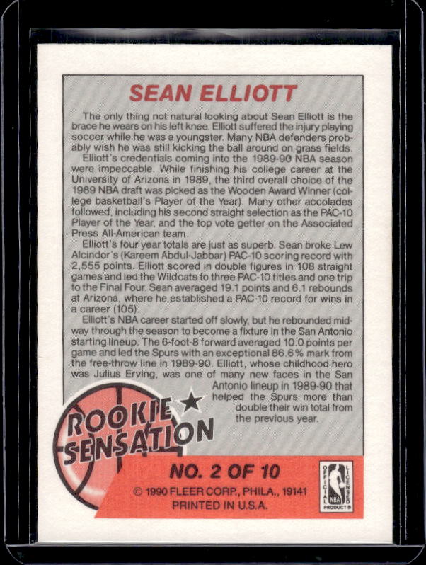 1990-91 Fleer #2 Sean Elliott Rookie Sensations
