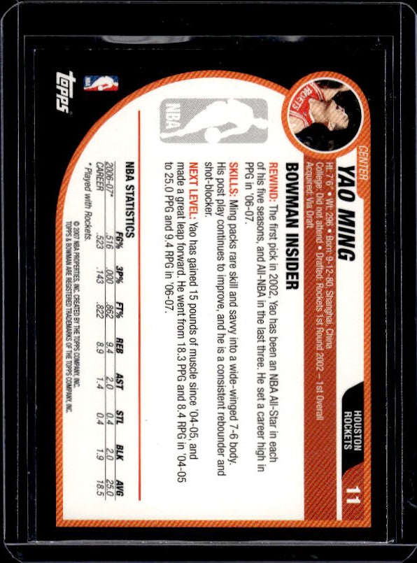 2007-08 Bowman #11 Yao Ming