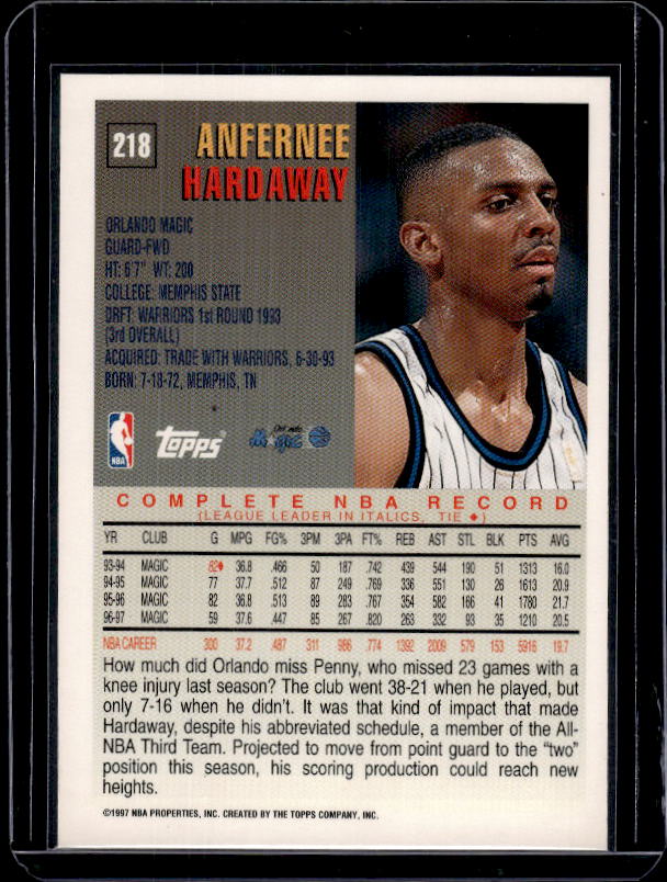 1997-98 Topps #218 Anfernee Hardaway