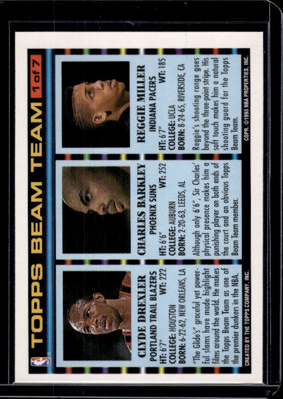 1992-93 Topps #1 Reggie Miller / Charles Barkley / Clyde Drexler Beam Team