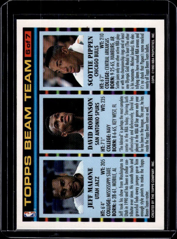 1992-93 Topps #6 Scottie Pippen / David Robinson / Jeff Malone Beam Team